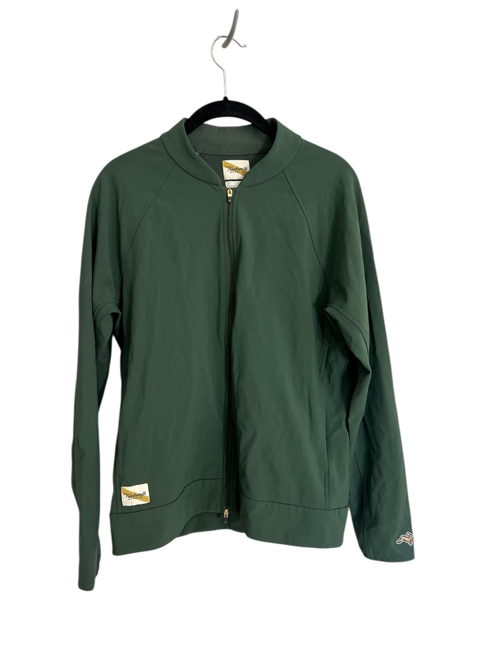 Tracksmith Nor’Easter running wind water repellant jacket merino liner green L